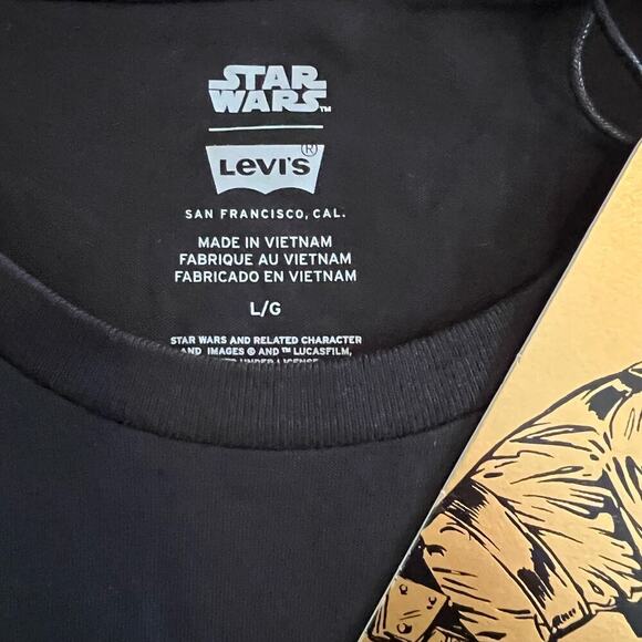 LEVI'S X STAR WARS NWT Crew Neck Black Long Sleeve Graphic T-Shirt Sz L - Picture 8 of 9